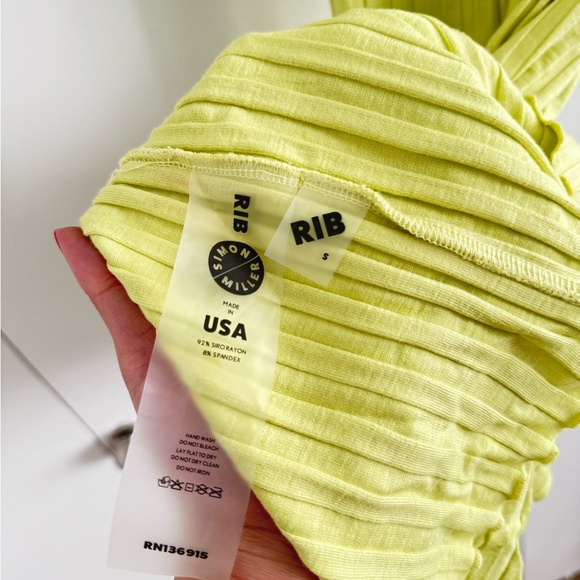 NWT- SIMON MILLER- RIB Zippie Dress in Kiwi/ Swing Yellow long sleeve - Picture 16 of 17